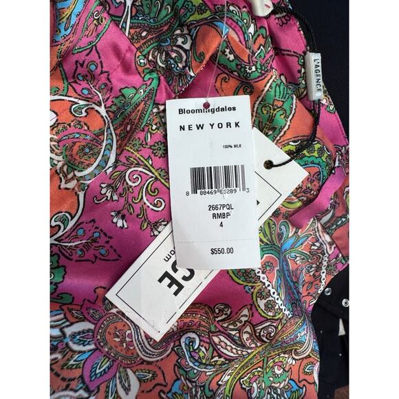 L'AGENCE Gavin Silk Paisley Wide Leg Pants Sz 4 NWT $550 - Picture 6 of 16